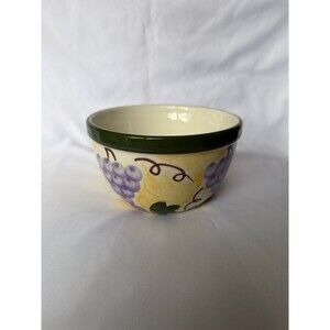 Lillian Vernon Grape Pattern Ceramic Bowl 6” Country Kitchen